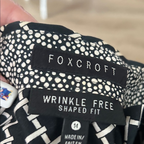 Foxcroft Geometric Black and White Button Down Shirt - Picture 3 of 3